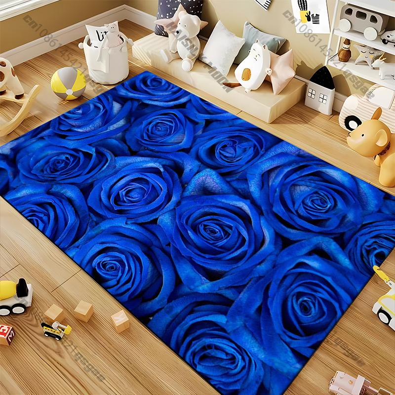 Blue Love Rose Carpets Living Room Tea Table Mats Bedroom Rug Washable Floor Mats Household Mat Dinosaur Carpet Rug