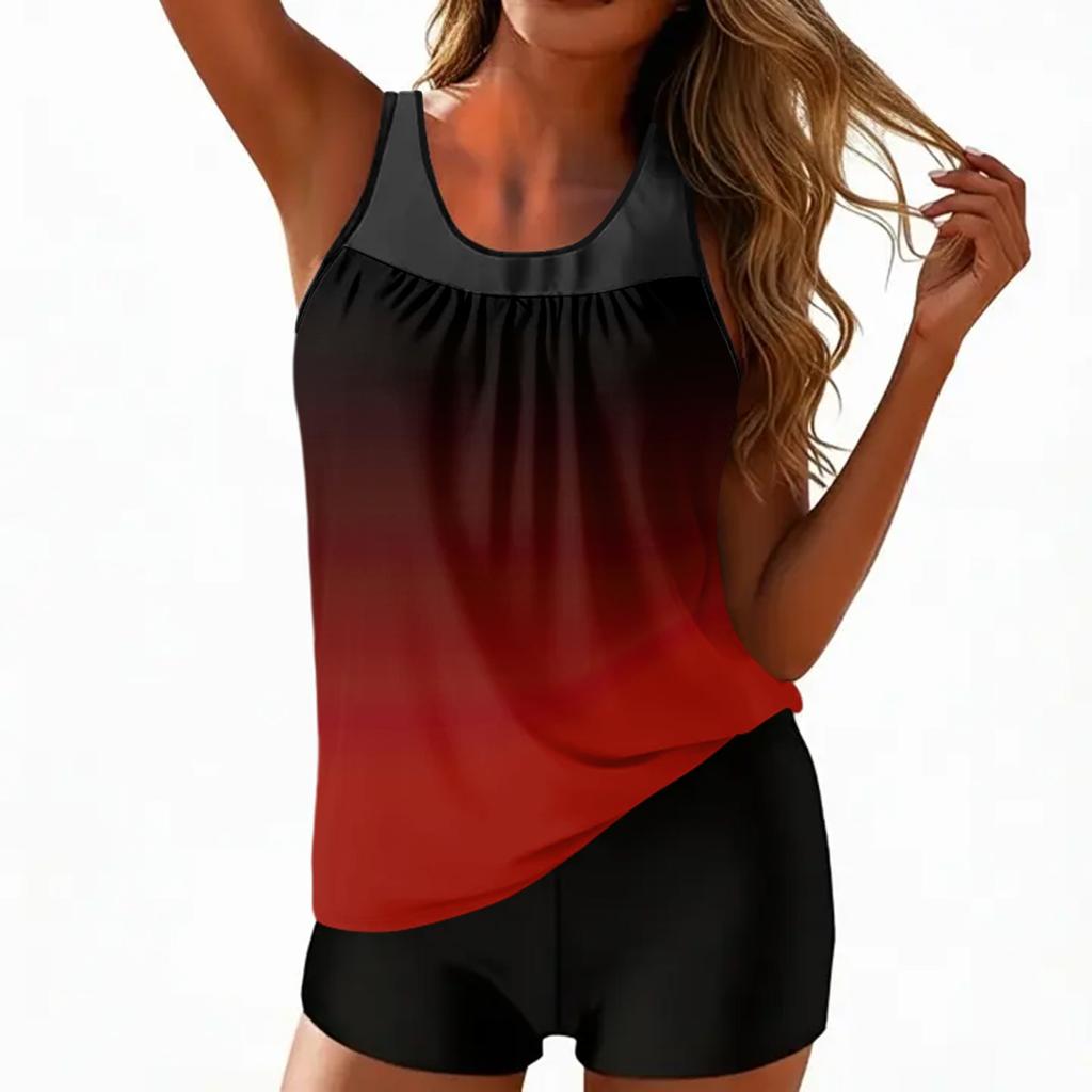 Damen Gradient Print Geteilter Badeanzug Sport Badeanzug