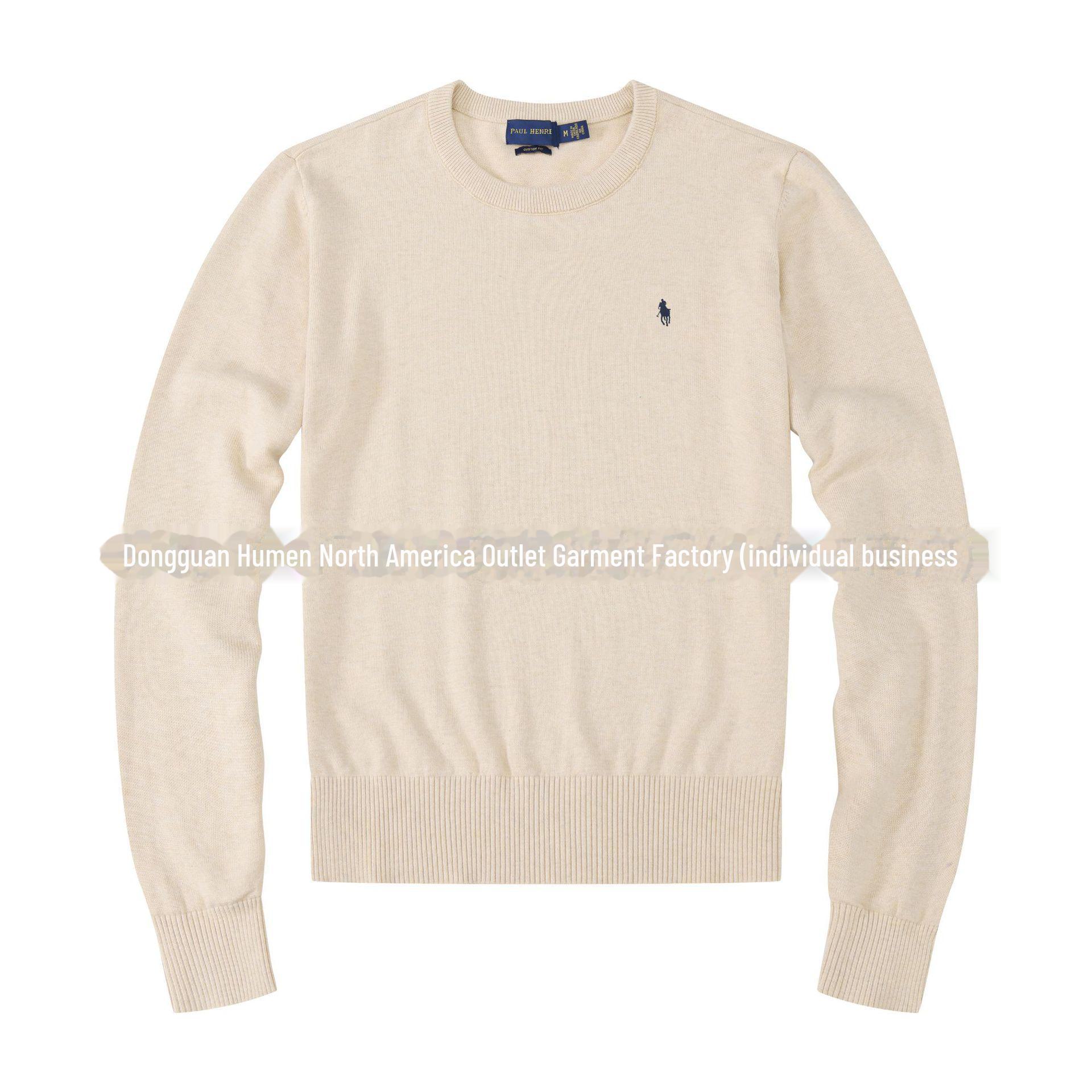 

Осенне-зимний мужской повседневный тонкий свитер из хлопка с круглым вырезом и логотипом RL Pony XL абрикосовый