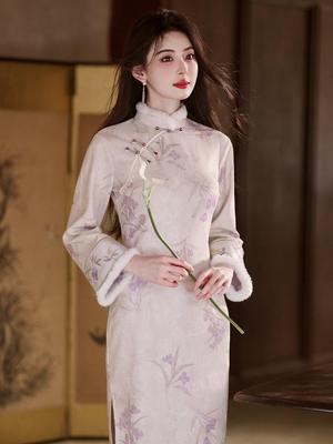 Bei Zhi Yun 2025 Neuer Herbst/Winter Retro Cheongsam: Schlankmachendes Dickes Kleid für Damen