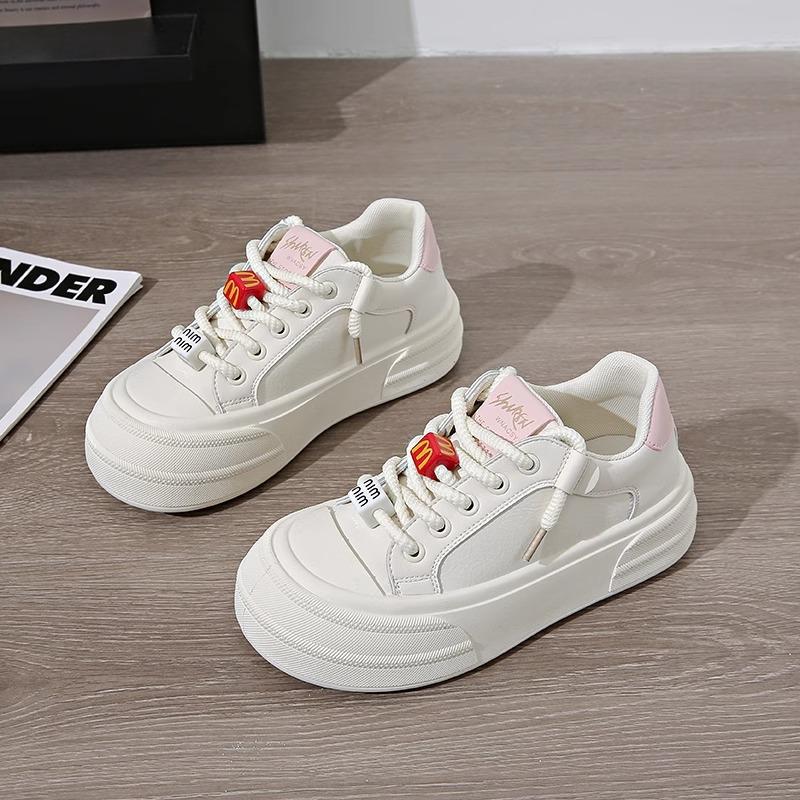Little White Shoes Women's Spring 2025 Big Head Bread Shoes Versatile Platform Sports and Leisure Board Shoes Increase Height and Comfort