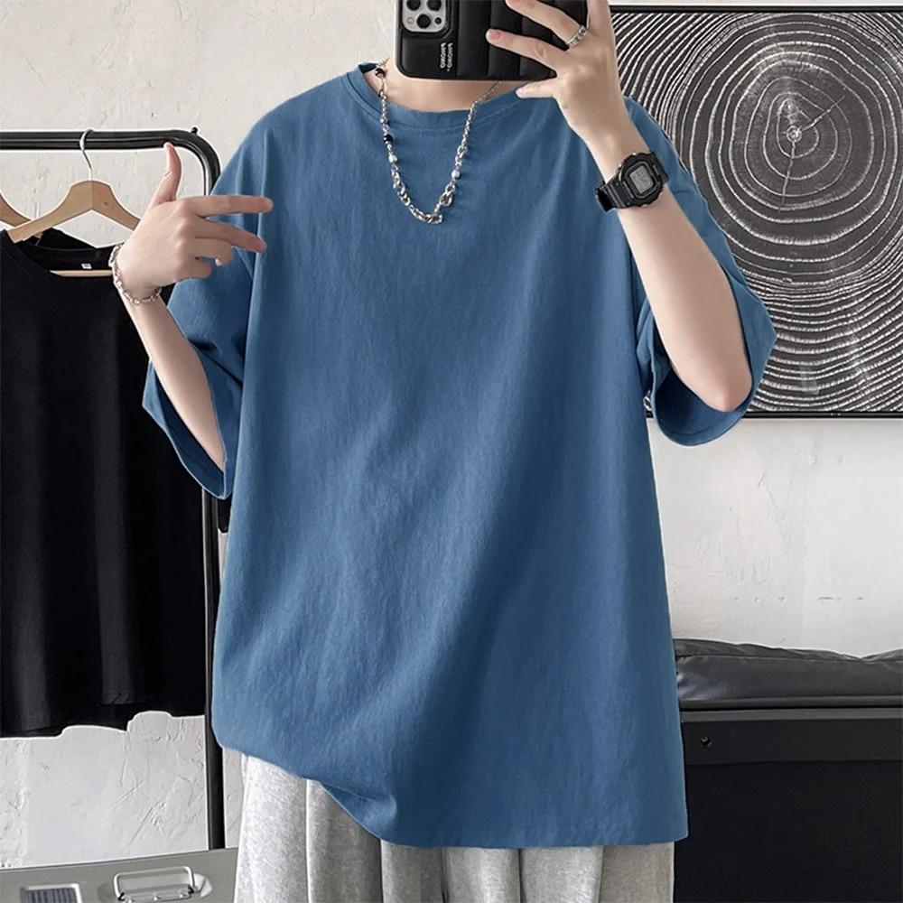 

Хлопковая футболка для мужчин, однотонные летние футболки 2024, женская базовая футболка, повседневные свободные топы с короткими рукавами, классические женские футболки US XXXL белый