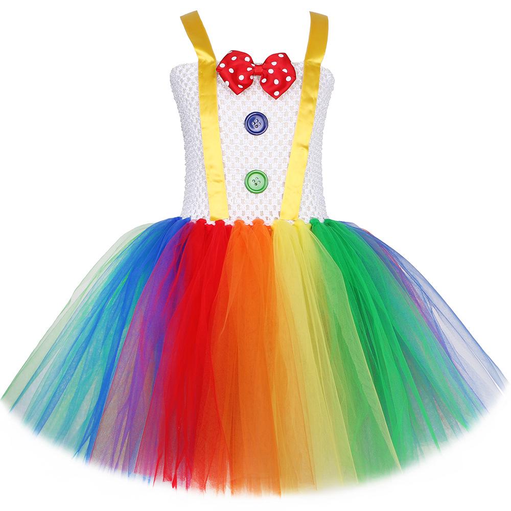 

Halloween Clown Princess Costume for Girls - Mesh Puffy Skirt, Carnival Party Dress, European & American Style Children s Clothing 8-9 Years