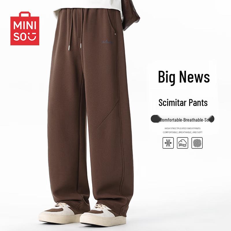 

MINISO Men s Oversized Trendy Loose Fit Curved Leg Pants M