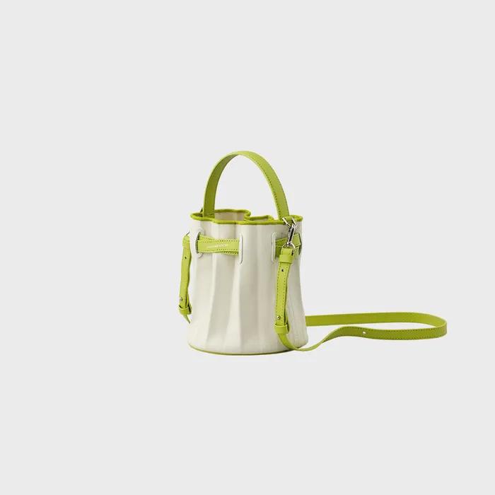Lucky Pleats Canvas Coated Bucket Bag Lime
