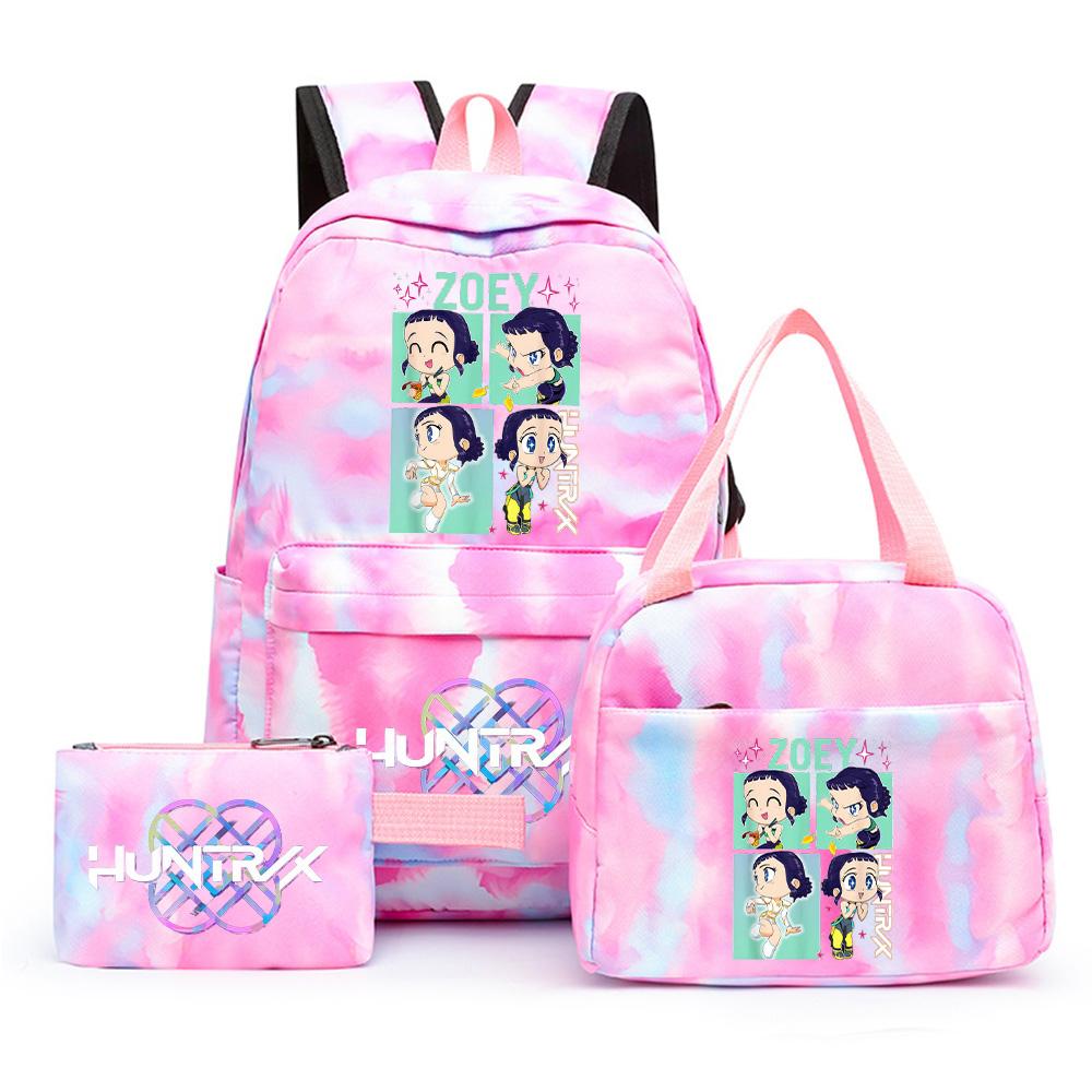 3-teiliges/Set Cartoon K-Pop bedruckter Rucksack mit Federmäppchen und Lunchtasche für Teenager Mädchen Jungen Schulranzen Kindergeschenk Große Kapazität Wasserdicht Reisetasche
