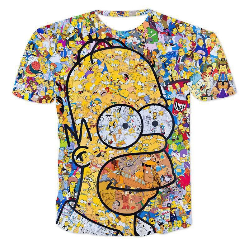 Tricou de vară THE SIMPSONS Imprimat Digital 3D pentru Bărbați Respirabil cu Gât Rotund cu Mânecă Scurtă
