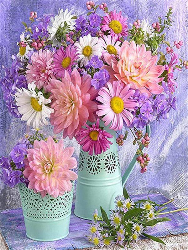 RUOPOTY DIY Frame Picture By Numbers Tower Wall Art On Canvas Acrylic Unique Gift Painting By Numbers Flower For Living Room