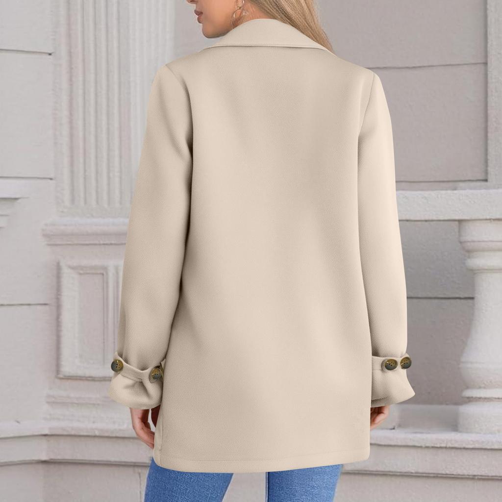 Ladies' Casual Lapel Single Breasted Long Sleeved Jacket Coat