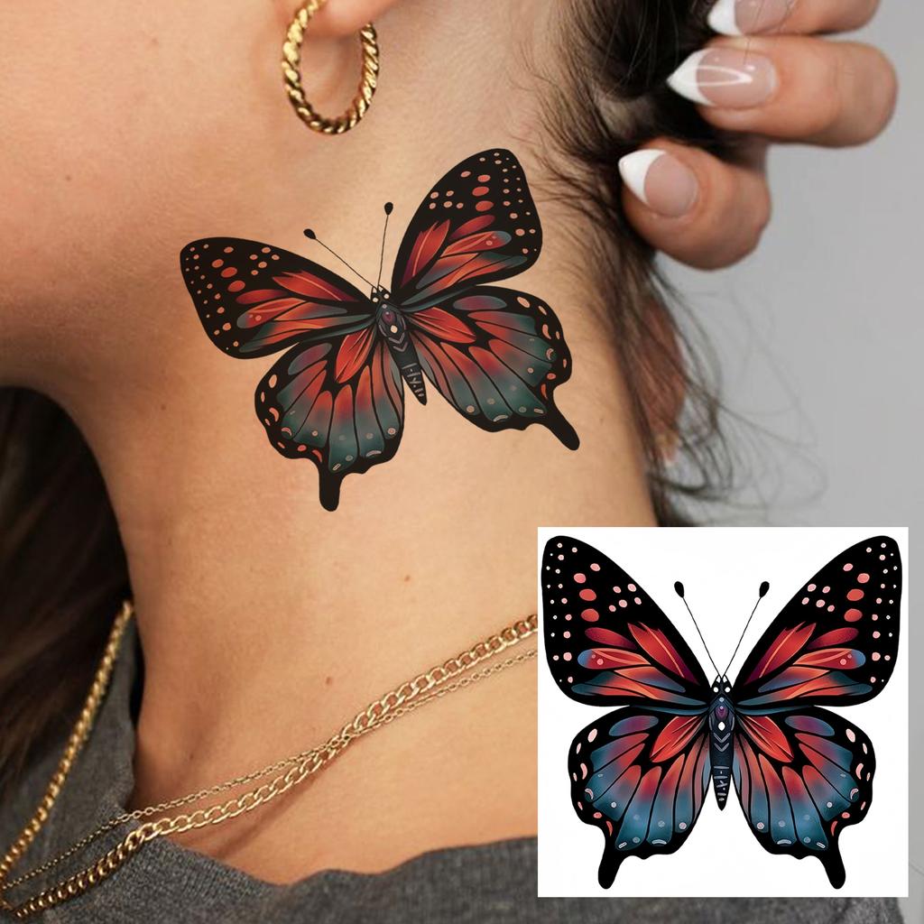 1 Sheet Butterfly Temporary Tattoos For Women Hands Clavicle Neck, Fake Tattoo Stickers Waterproof Long Lasting Realistic Tatoos