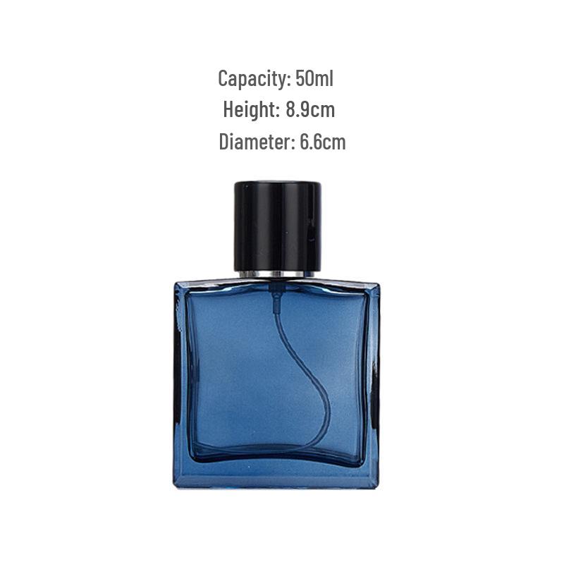 Dark Blue Square Glass Portable Perfume Spray Bottle