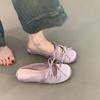 French outer half slippers inner height increase 2025 summer new gentle fairy style single shoes bow cool slippers woman