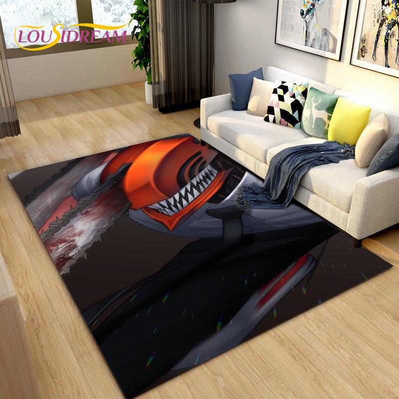 3D Anime Chainsaw Man Denji Cartoon Area Rug,Carpet Rug for Living Room Bedroom Sofa Doormat Decoration, Kids Non-slip Floor Mat