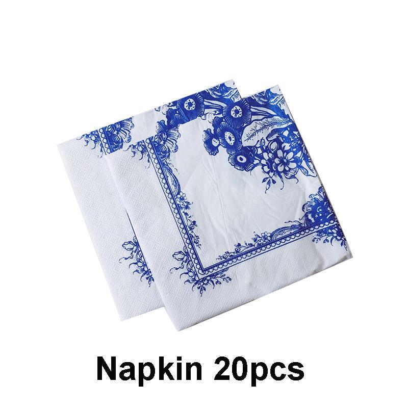 Chinese Style Blue and White Porcelain Paper Plates Cups Party Baby Shower Wedding Birthday Children Disposable Tableware Dish