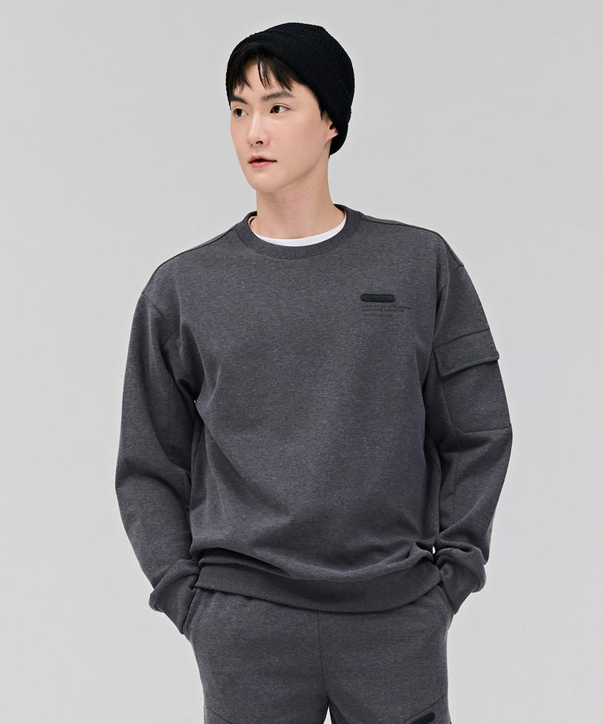 CHASECULT Men'S Sleeve Pocket Fleece Sweatshirt - Charcoal