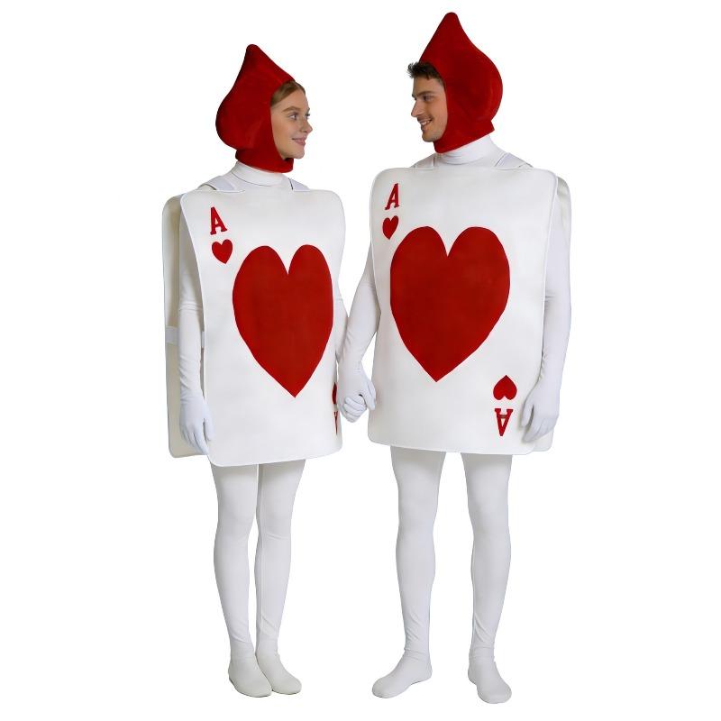 Halloween-Kostüme, für Männer und Frauen, Alice im Wunderland Spielkarten, Herz-Kostüme, Familienkostüme