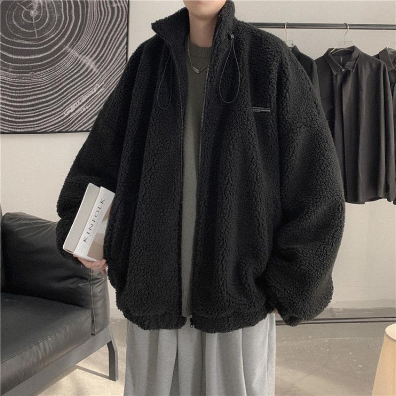 Lamb's Fleece Jacket Pánské modely Podzimní a Zimní korejská verze Volné Hezké Pánské Zimní Plus Silná Bunda