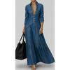 DICFY Women's Fashion Autumn Winter Solid Color Print Long Sleeve POLO Neck Casual Dresses