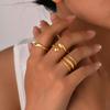Asymmetrische geometrische Hohlringe aus Edelstahl für Damen, Schicke mehrschichtige Ringe mit unregelmäßiger Öffnung, Modeschmuck Geschenke