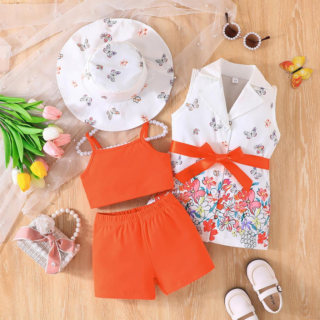New Arrival Suit Hat Shorts 4-piece Set Fashion Trendy Girls' Set