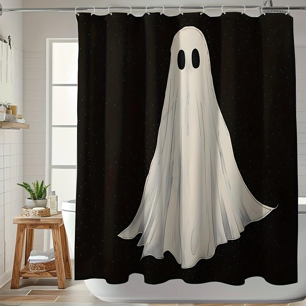 1/4Pcs Halloween Decoration Pure White Ghost Pattern Shower Curtain Bathroom Decor Halloween Decoration Indoor Shower Curtain