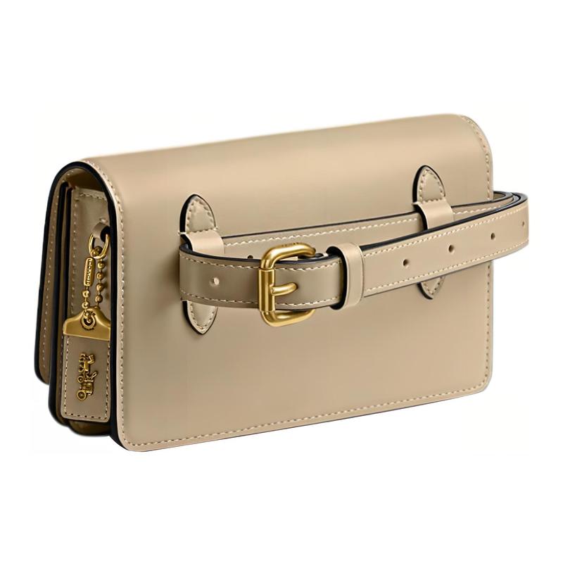 COACH Bandit 19 solid color letter logo logo nameplate cowhide belt bag women's off-white