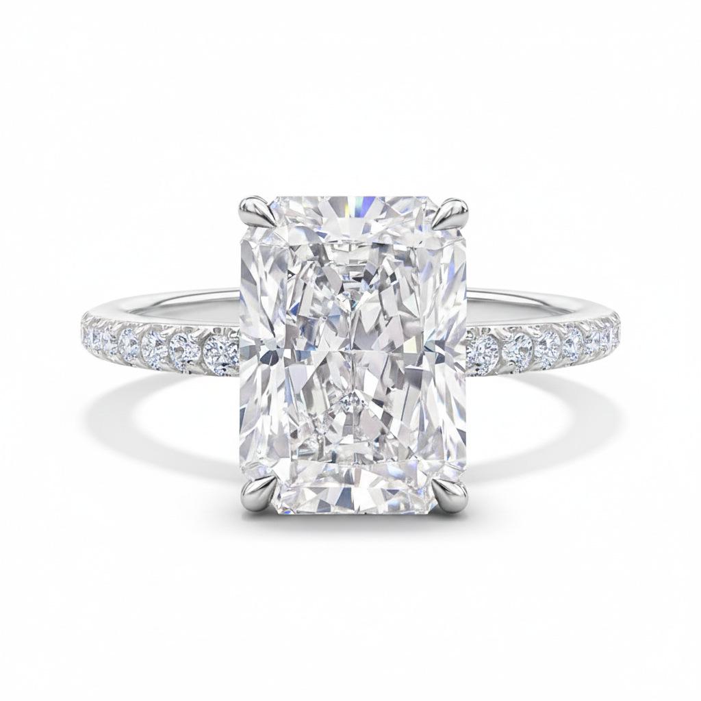 TK Cross Radiant Ice Flower 10x8 Imitation Diamond Couple Ring, Gold-Plated Copper, High Carbon Diamond Wedding Jewelry Size 10