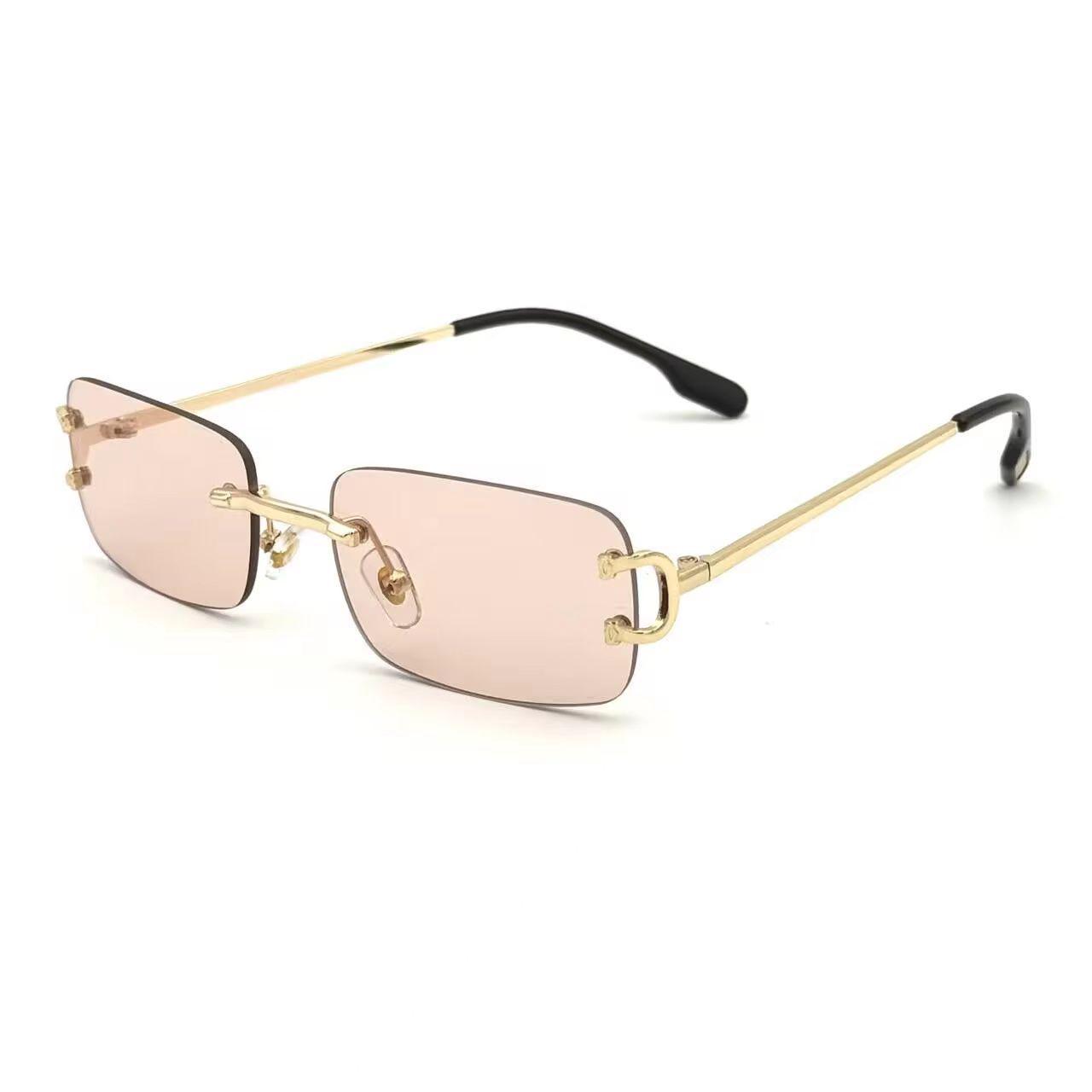 

Европейско-американские безободковые квадратные солнцезащитные очки: Трендовый стиль INS, уличная мода, маленькие очки с индивидуальностью для женщин.