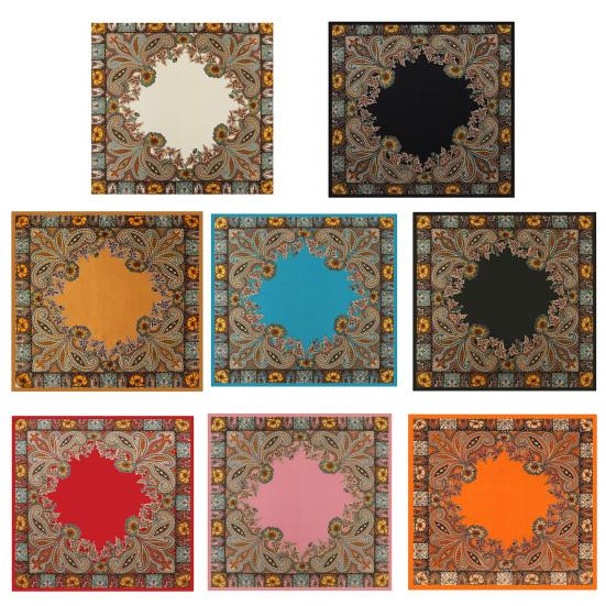 Headscarf Paisley Pattern Large Square Scarf Smooth Imitation Silk Fabric Turban