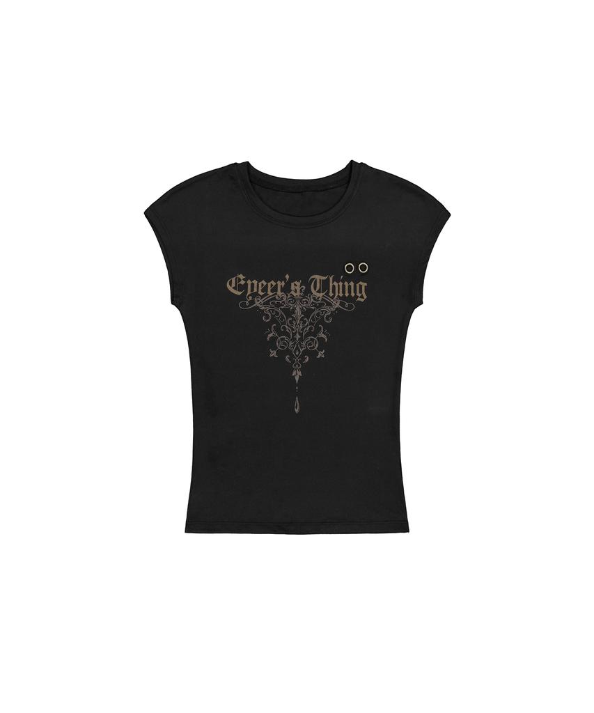 Iwaiial Antique Logo Cap Sleeve Top - Black