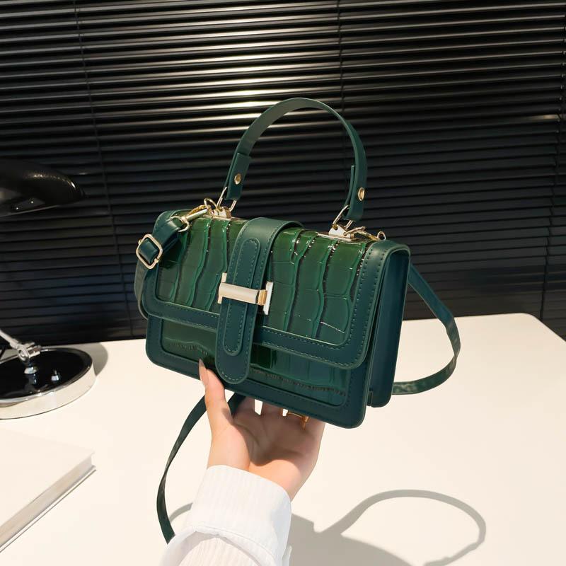 French Fashion Niche Design Portable Small Bag Women's 2025 Autumn New Crocodile Pattern High-value Small Square Bag