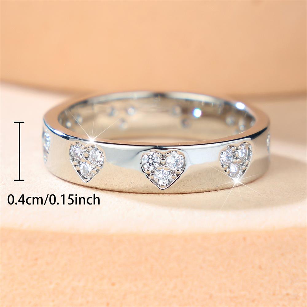 Single Row Love Heart White Zircon Crystal Rings For Women Vintage Fashion CopperColor Ring Wedding Jewelry Mother's Day Gifts
