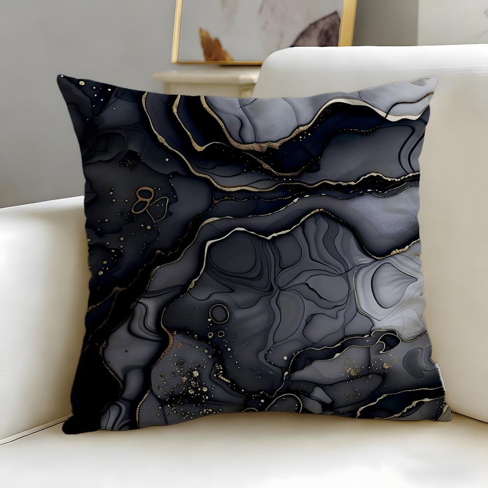 art theme Minimalist Marble Patterned Cushion Cover Soft  EasyWash Pillow Case  Versatile for Couch Bed Travel and Office