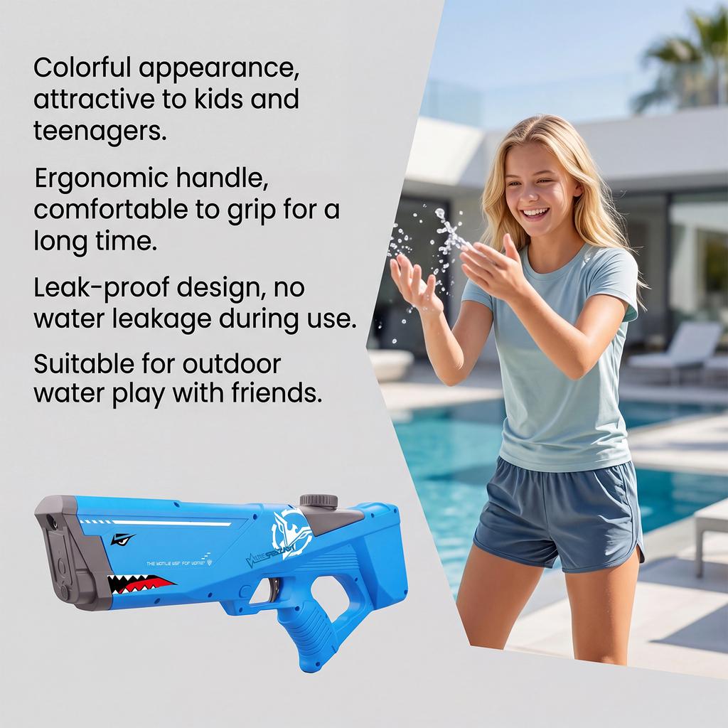 Electric Water Gun Automatic Rechargeable Water Blaster High Capacity Water Tank Strong Electric Pump Water Shooter Toy for Outdoor Play