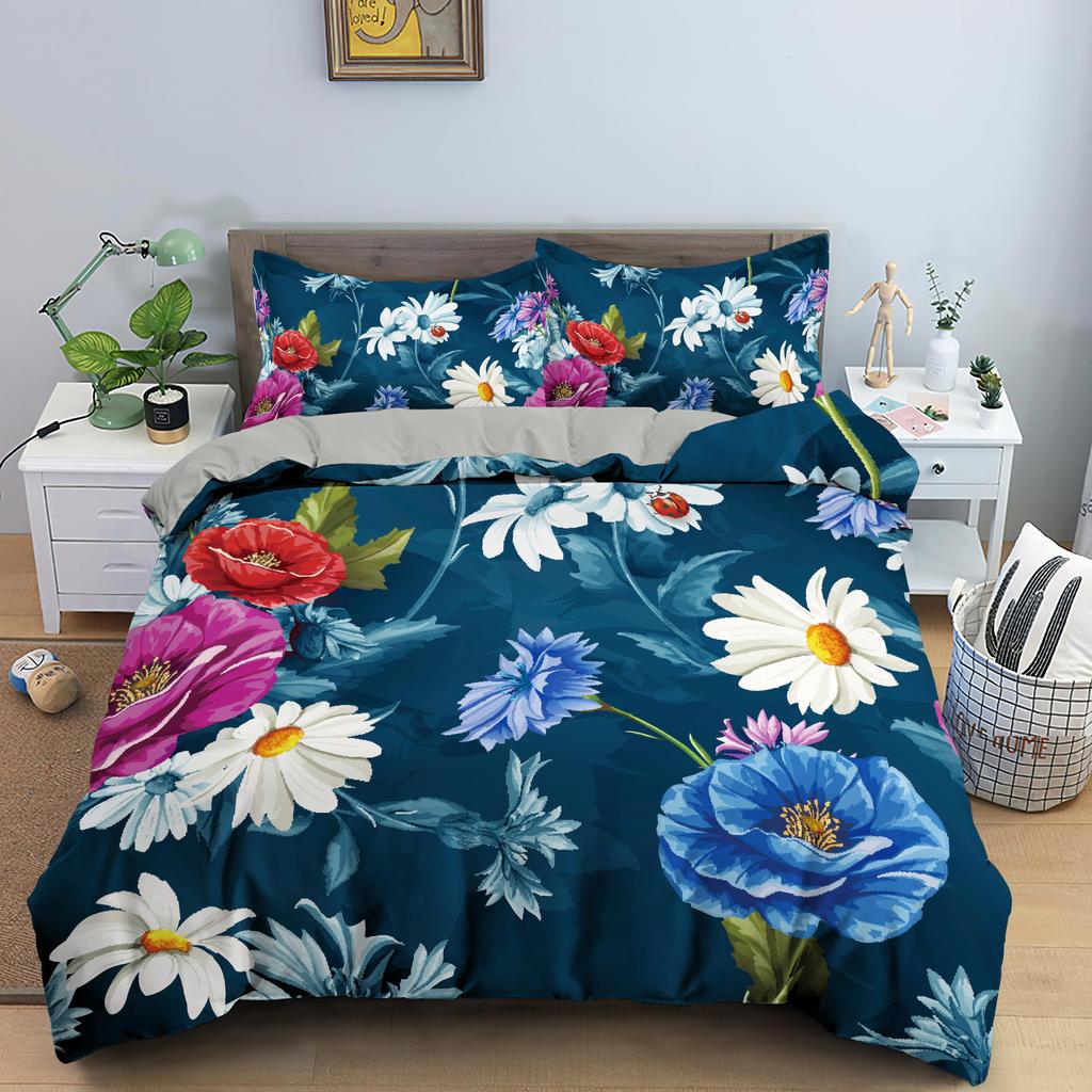 Comforter Beautiful Flowers Pattern Bedding Set Polyester Luxury Floral Single Twin King Queen Size Home Decor