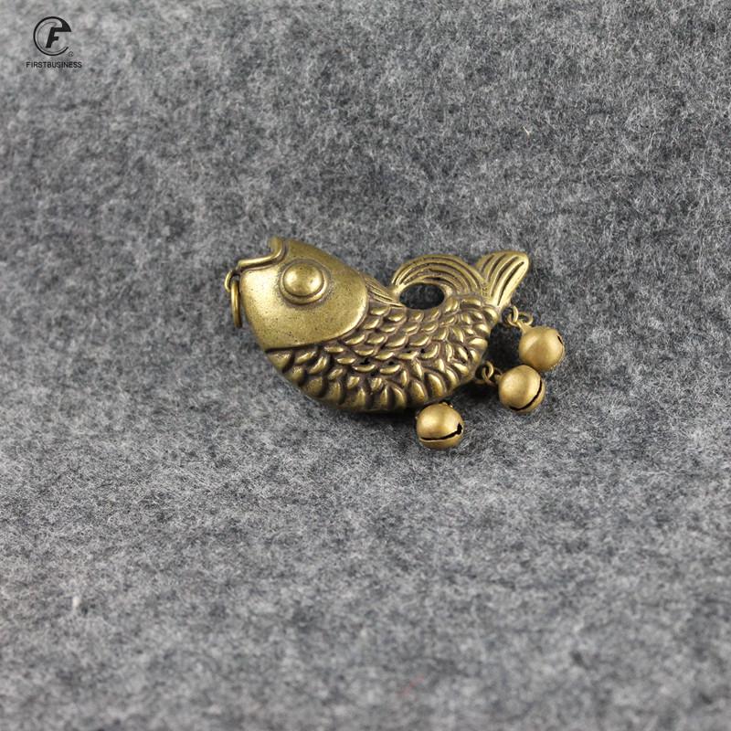 Copper Carp Bell Small Ornaments Desk Christmas Gift Decorations Retro Brass Keychain Pendants Feng Shui Home Decor Living Room