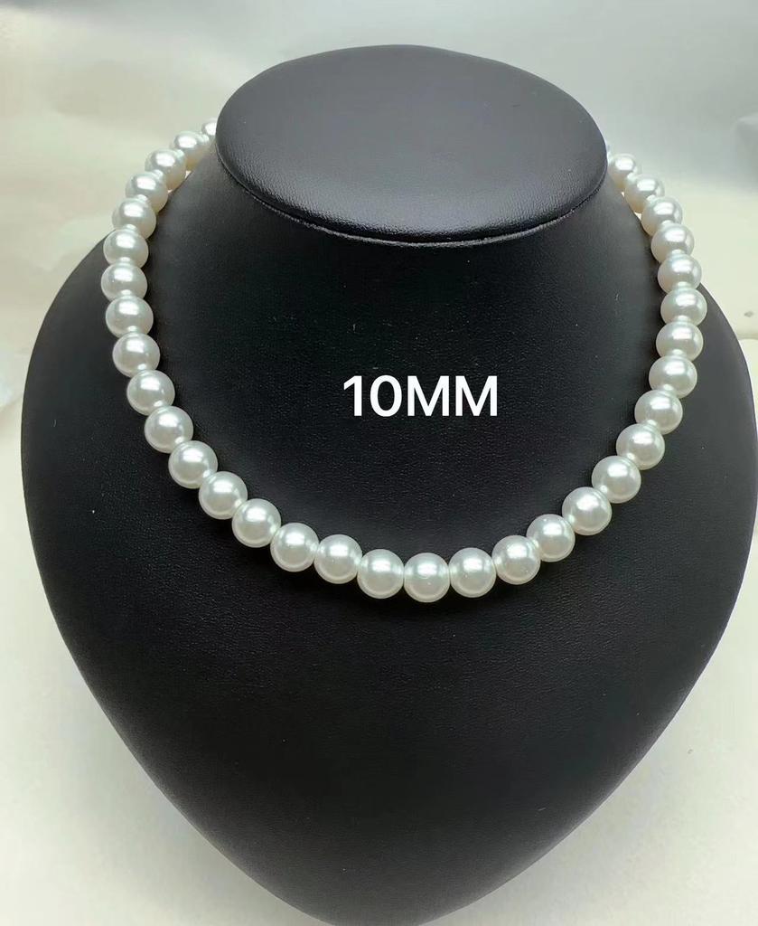 French Light Luxury Small Fragrance Basic Textured High-Quality Glass Pearl Necklace Collarbone Chain Women'S Neck Chain Simple