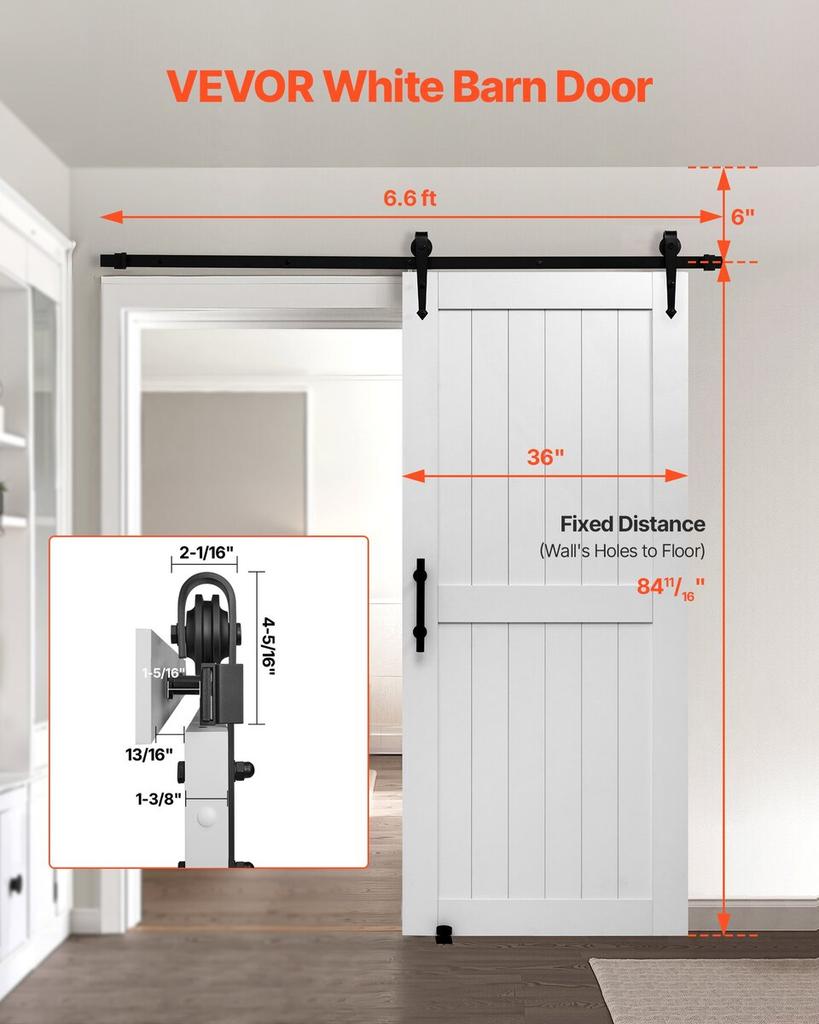 Sliding Barn Door with Hardware Kit 914 X 2134mm MDF Panel PVC Surface