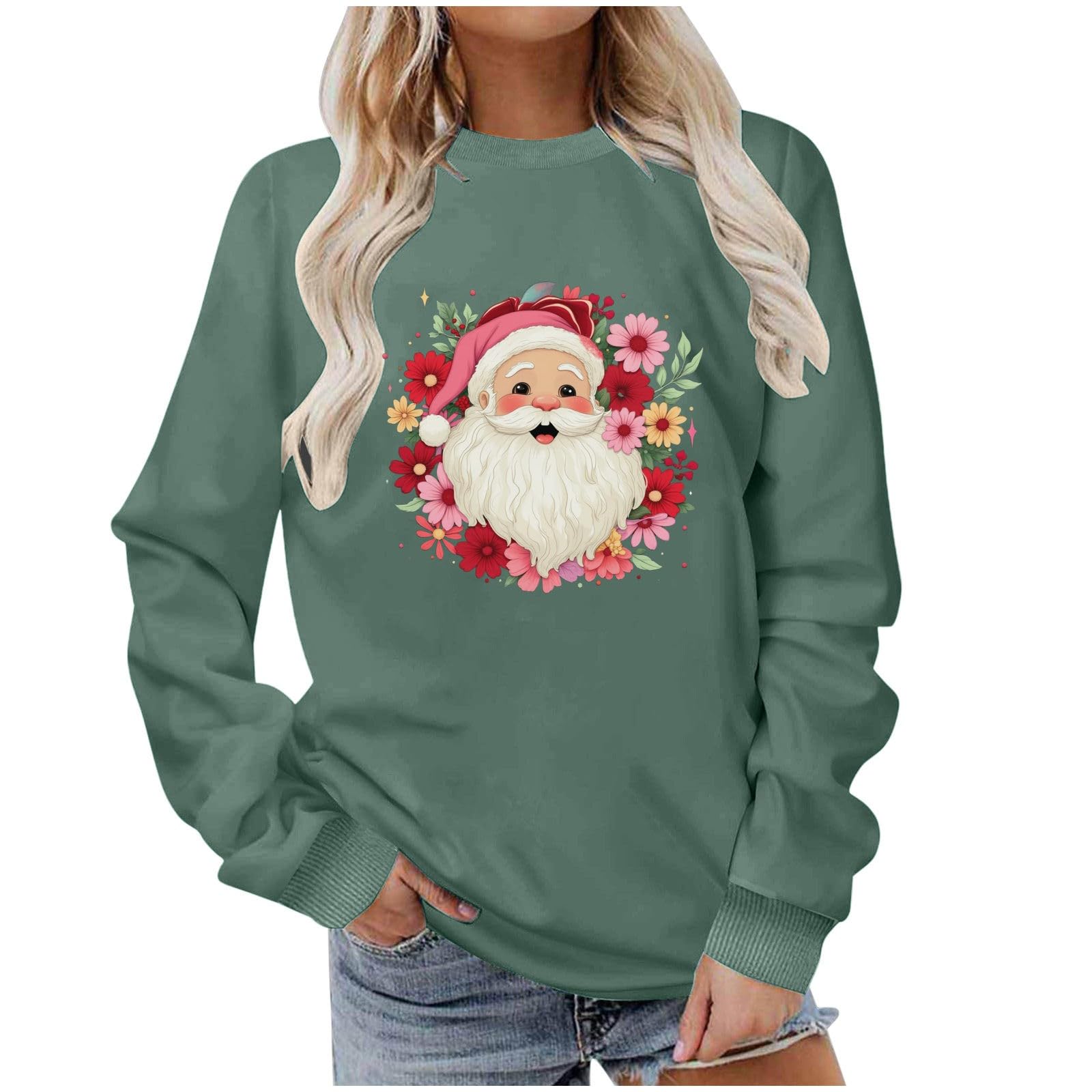 

Christmas Sweatshirts For Women Oversized Long Sleeve Crewneck Shirts Cute Xmas Holiday Graphic Pullover Tops S Кіновар