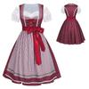 Retro Plaid Bavarian Oktoberfest Dress, Waisted Long Dress Halloween Party Cosplay