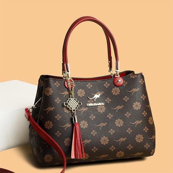 Classic Floral Print Fashion Tote Bag Spacious Capacity Elegant Single-Strap Women's Handbag