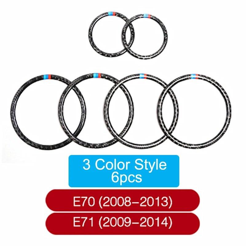 4PCS/6PCS Fibra de Carbono Porta Do Carro Alto-falante Alto-falante Decorativo Círculo Guarnição Capa Adesivos Acessórios Automotivos Para BMW X5 E70 X6 E71