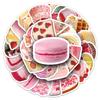 50pcs/set Ins Korean Cake Scrapbook Sticker Pink Color Dessert Series Journal Sticker Cute DIY Decor Laptop Stationery Sticker