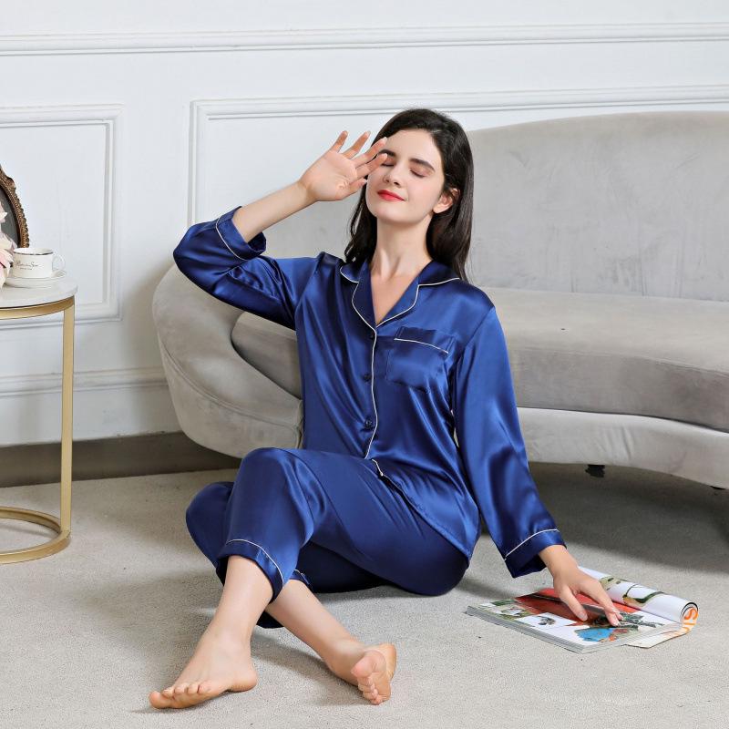 Women's Silk Pajama Set: Long Sleeve Two-Piece, 100% Mulberry Silk, Versatile for Home or Outdoors, Spring/Summer Style