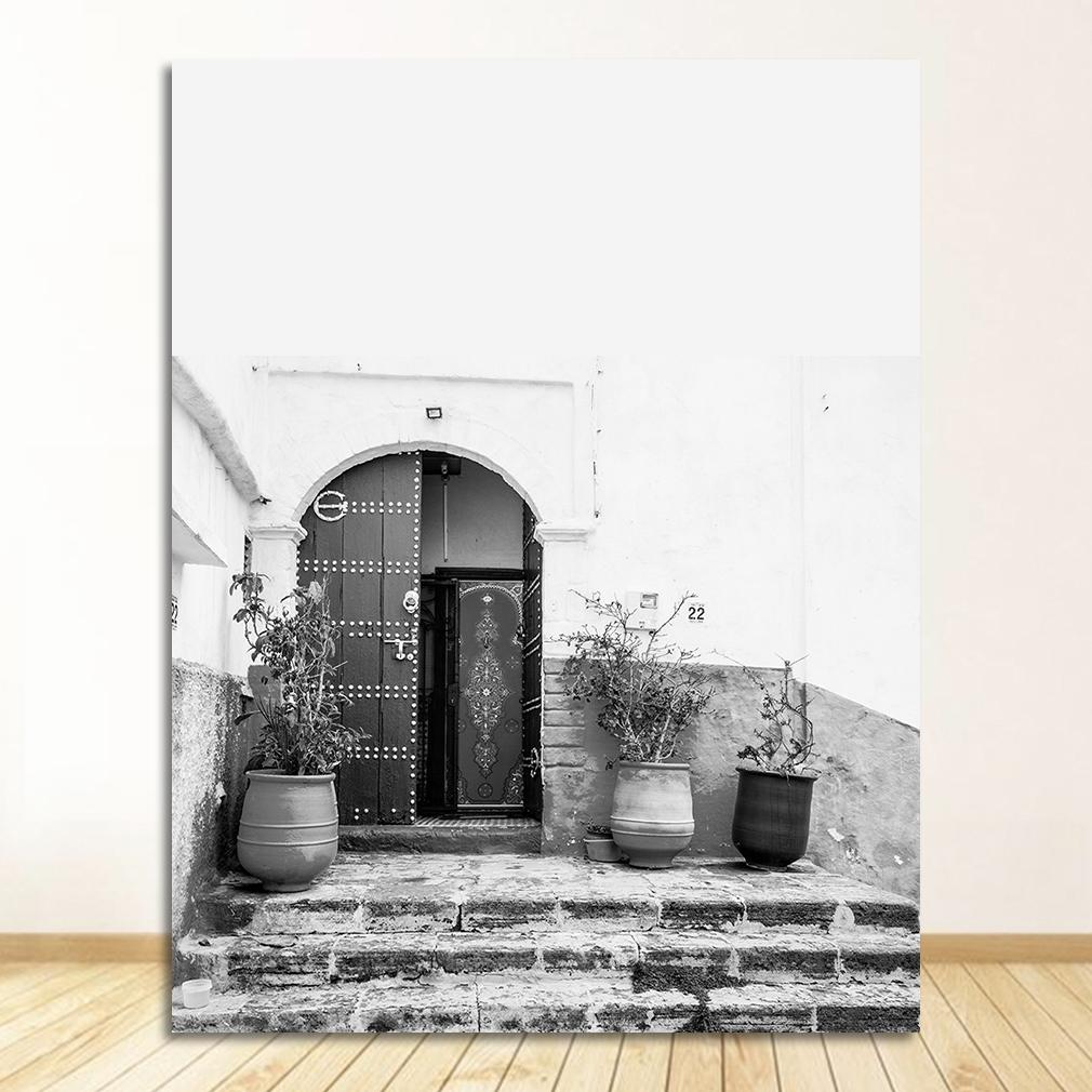 Morocco Building Wall Art Canvas Painting Religion School Picture For Living Room Home Decor Mosque Blue Door Nordic Poster