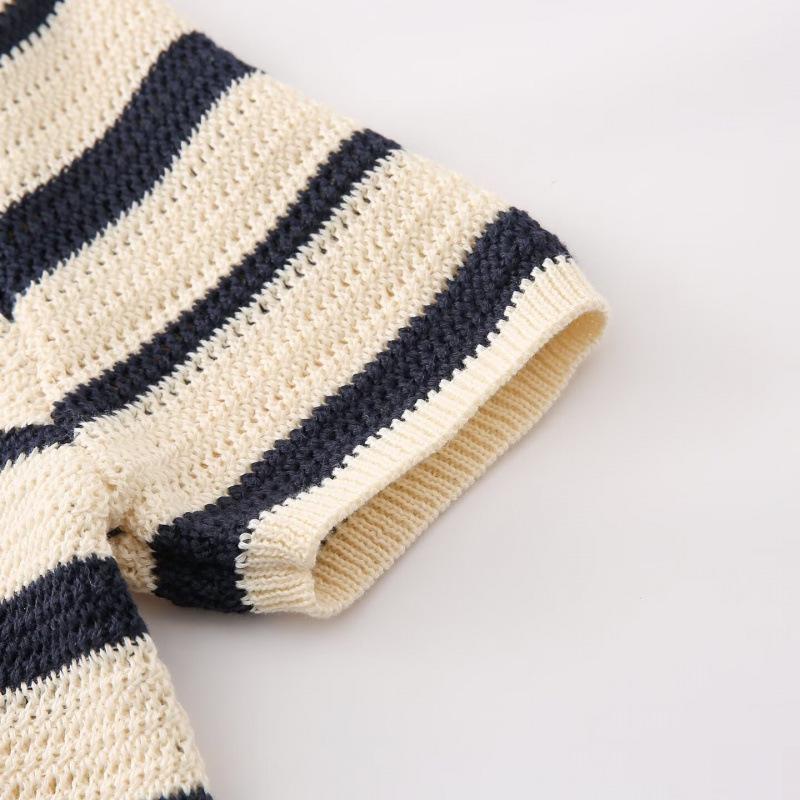 Spring 2026 European & American Style Color Block Stripe Knit Top