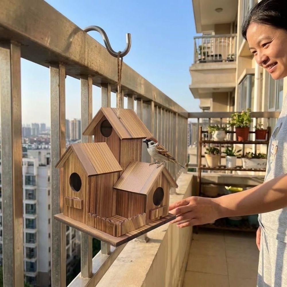 Thickened Wooden Bird House Incubation Box Bird Villa Nest Creative Bird Breeding Box Backyard