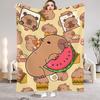 1Pc Digital Printed Capybara Style Flannel Blanket Mattress Cover Blanket for Family BedsSofasOfficesOutdoor Camping