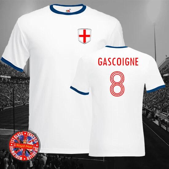 England Gascoigne Football Ringer Retro T-shirt World Cup Euros Gazza Gift 3XL