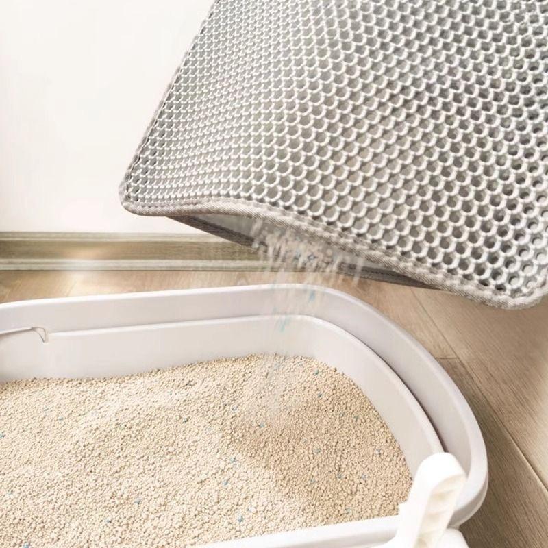 Anti Splash Double-layer EVA Cat Litter Mats Foldable Washable Pet Sanding Pad Cleaning Cat Supplies Wear Resistant Scratch Resistant Hollow Out Pads